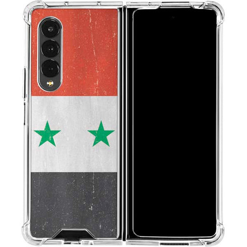 Syria Flag Distressed Galaxy Z Fold4 5G Clear Case